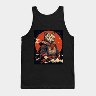 Japanese art Cat Ninja ukiyo-e Anime Stye Samurai Cat Tank Top